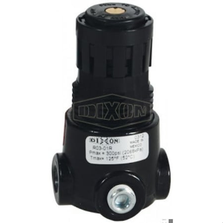Dixon Wilkerson by Self-Relieving Standard Miniature Regulator without Gauge, 1/4 in NPT, 15 SCFM Flow Rat R03-02R